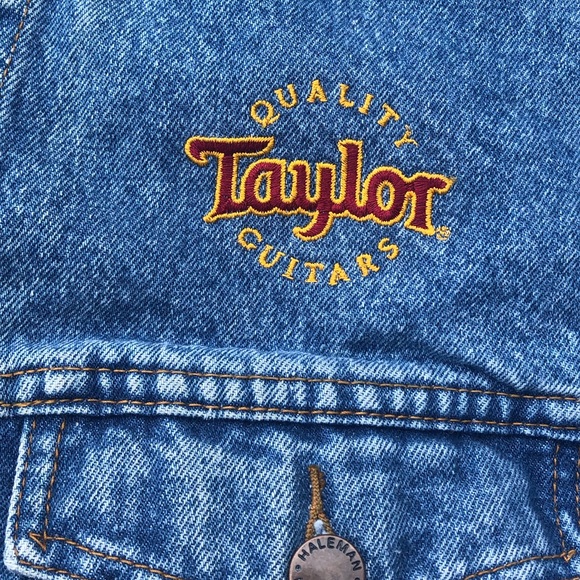 Vintage 90s Taylor Guitars Embroidered Trucker Denim Jacket Size Large - Picture 5 of 6